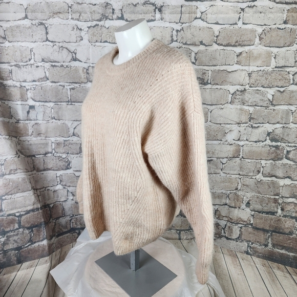 Wichery Fluffy Crew Neck Knit Pullover Sweater Alpaca Wool Oat Size XL - Picture 6 of 12
